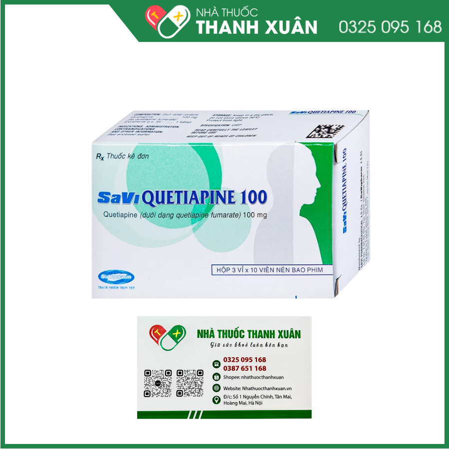 Savi Quetiapine 100 điều trị tâm thần phân liệt, rối loạn lưỡng cực